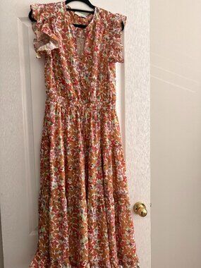 Pinch Floral Maxi Dress with Cinched Waist Large